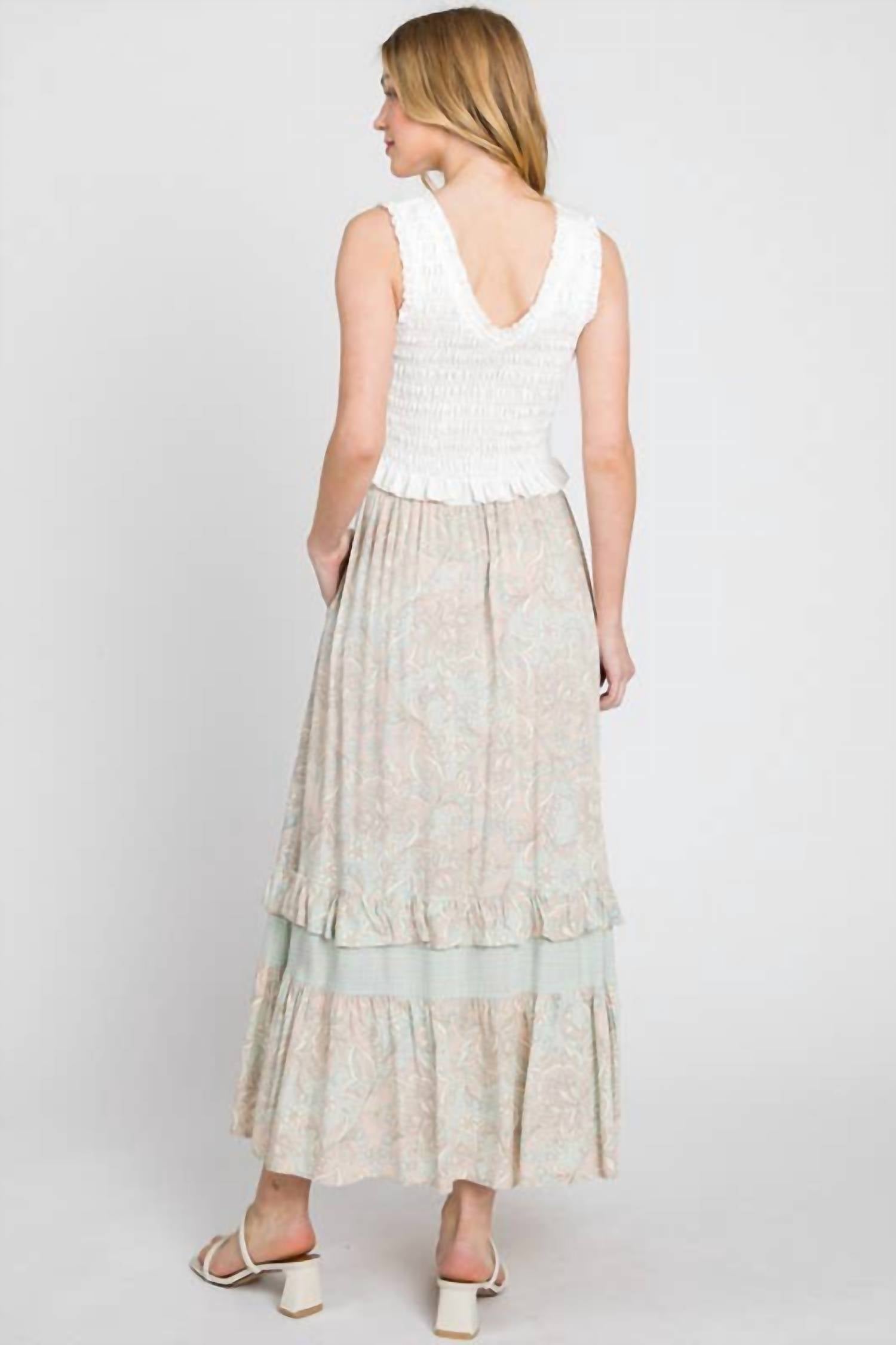 Calista - Paisley Ruffle Maxi Skirt