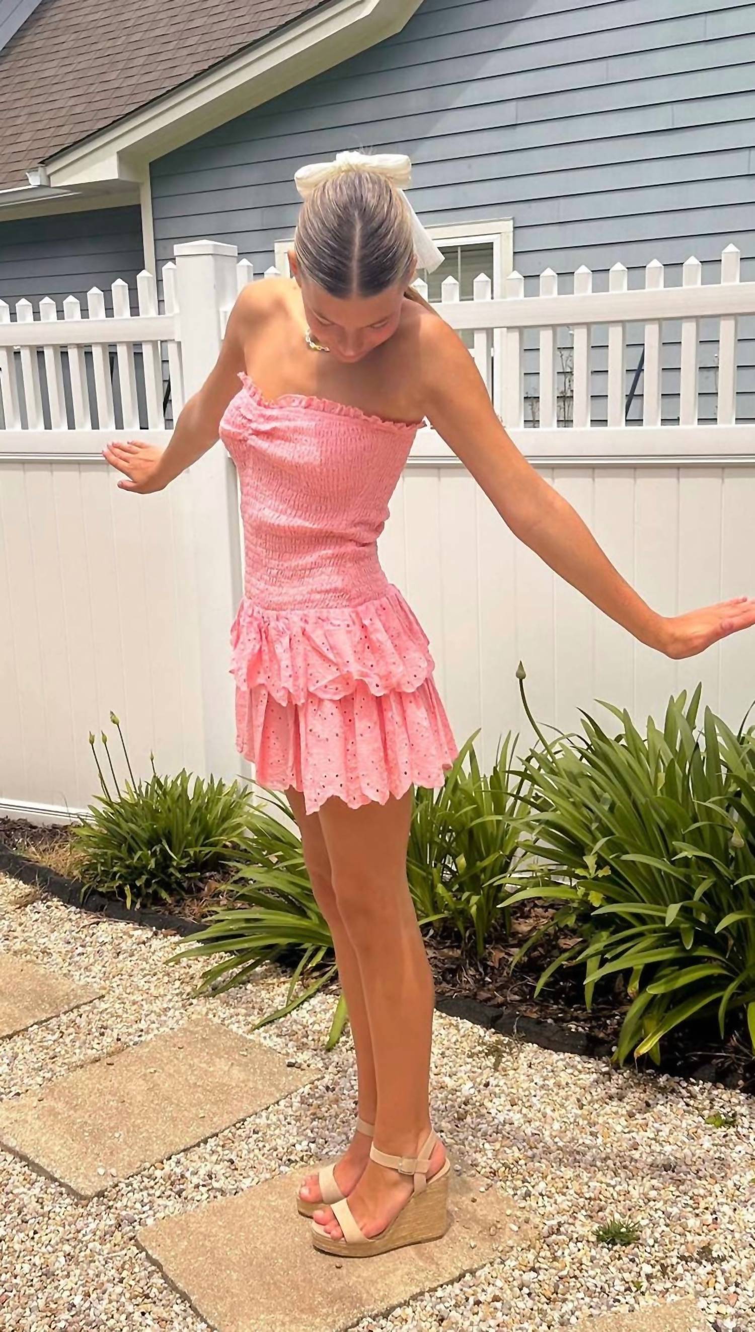 Baby Pink - Summer Lovin’ Eyelet Mini Dress