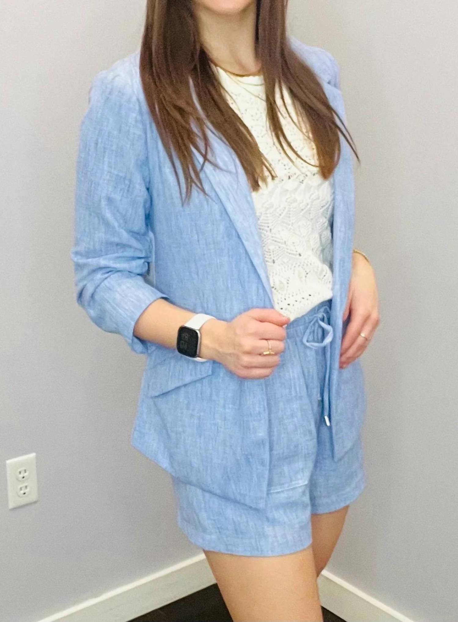 Skies Are Blue - Boardwalk Ruched Sleeves Blazer