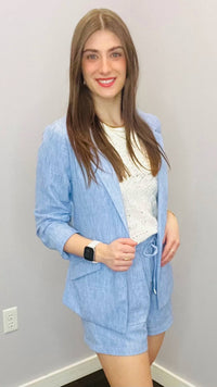 Skies Are Blue - Boardwalk Ruched Sleeves Blazer