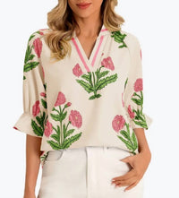 Umgee - Floral Blockprint Top -Plus