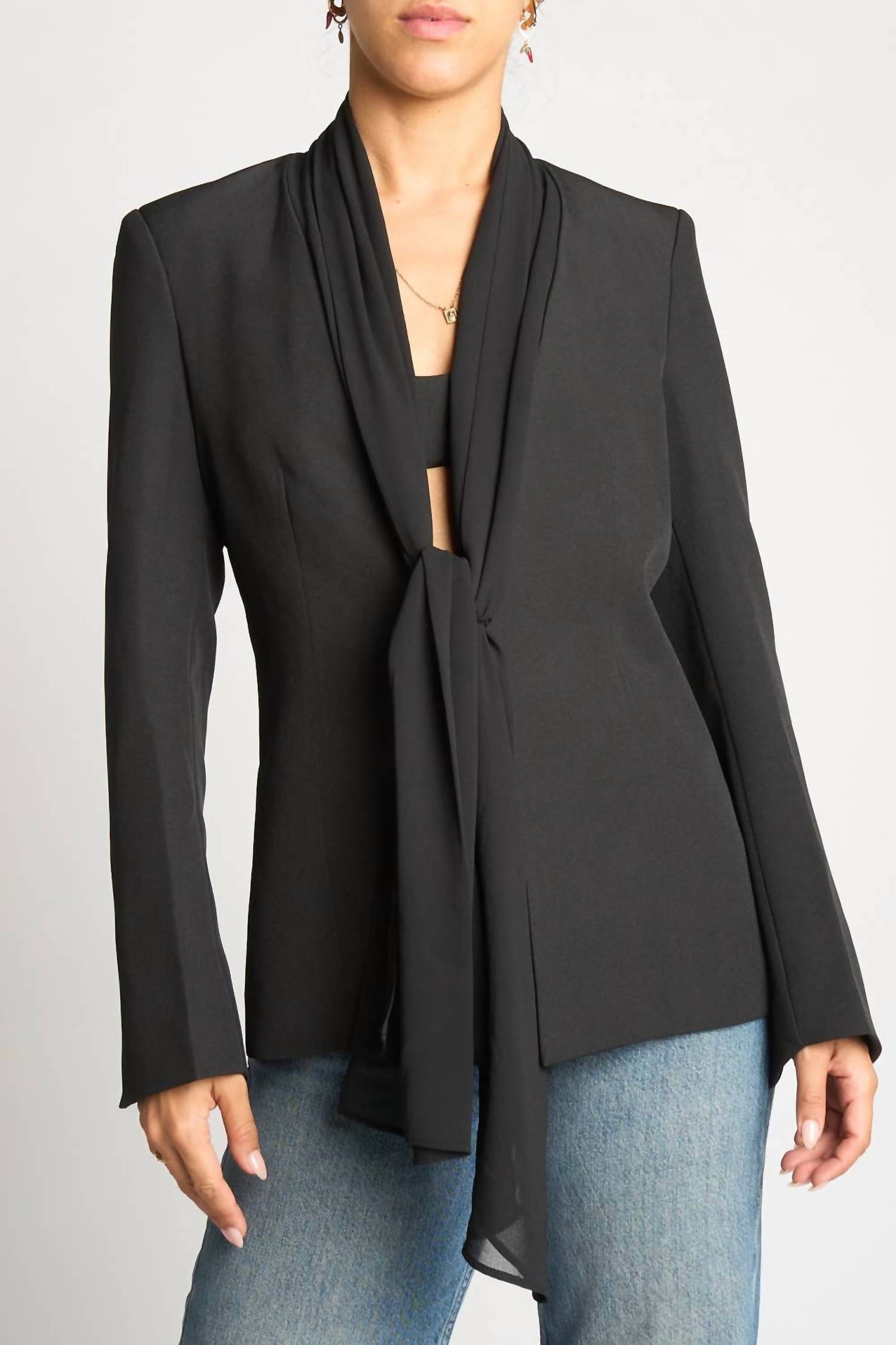 Sans Souci - Scarf Tie Front Blazer