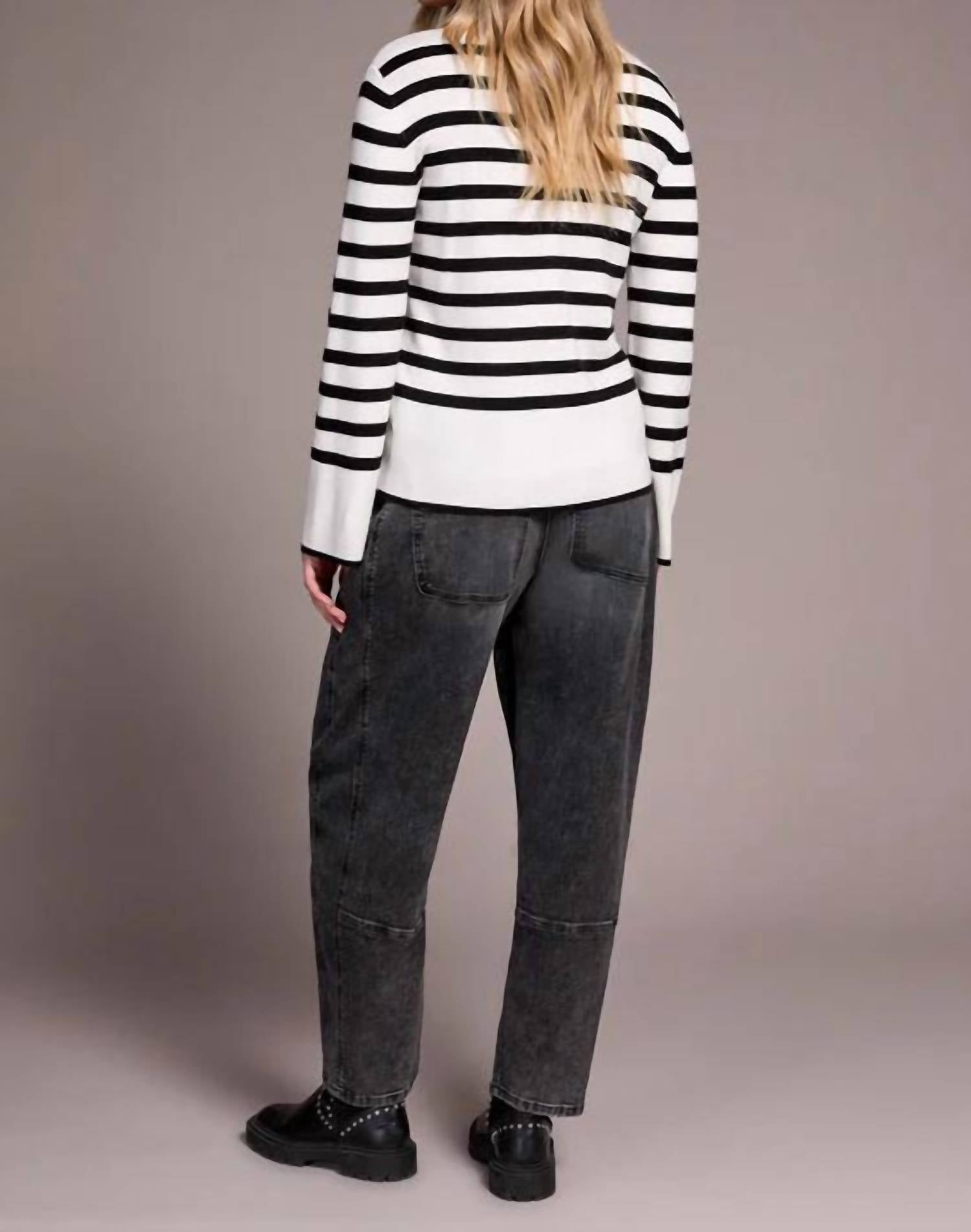 Tribal - Stripe Funnel Neck Sweater