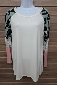 Haptics - Long Sleeve Leopard Color Block
