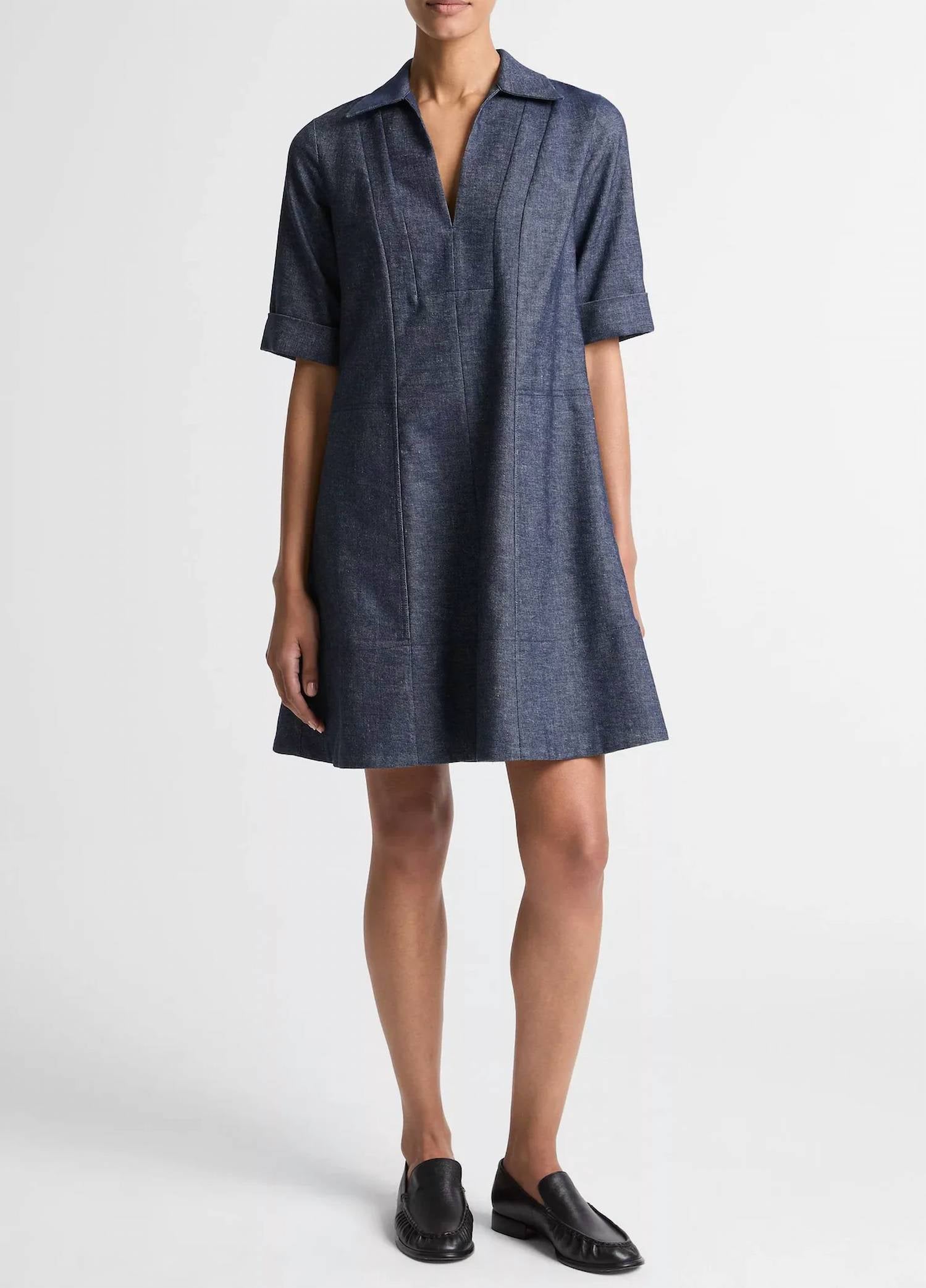 Vince - Cotton-linen Chambray A-line Dress