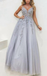Terani Couture Glitter A Line Ballgown Prom Dress in silver - women's dress