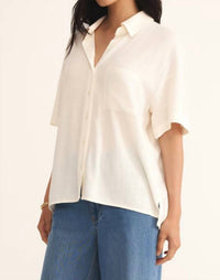 Z Supply Women's Tinsley Button Up Shirt in sea salt - women's shirt - alternate view