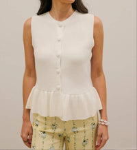Entro - Thea Button Front Knit Peplum Top