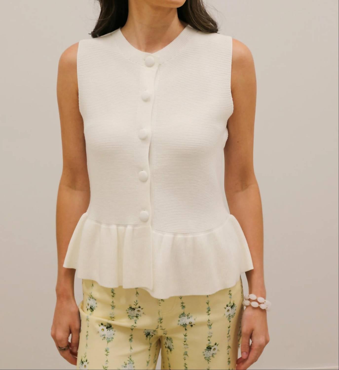 Entro - Thea Button Front Knit Peplum Top