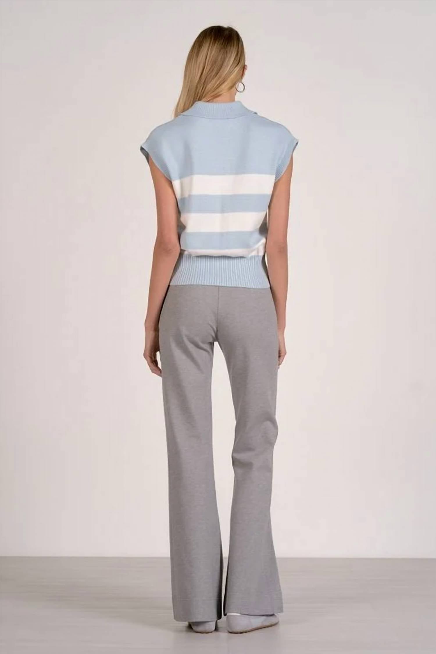 Elan - Collared Sleeveless Stripe Sweater