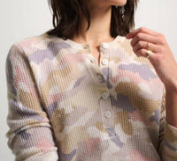 White + Warren - Cashmere Camo Waffle Henley Tee