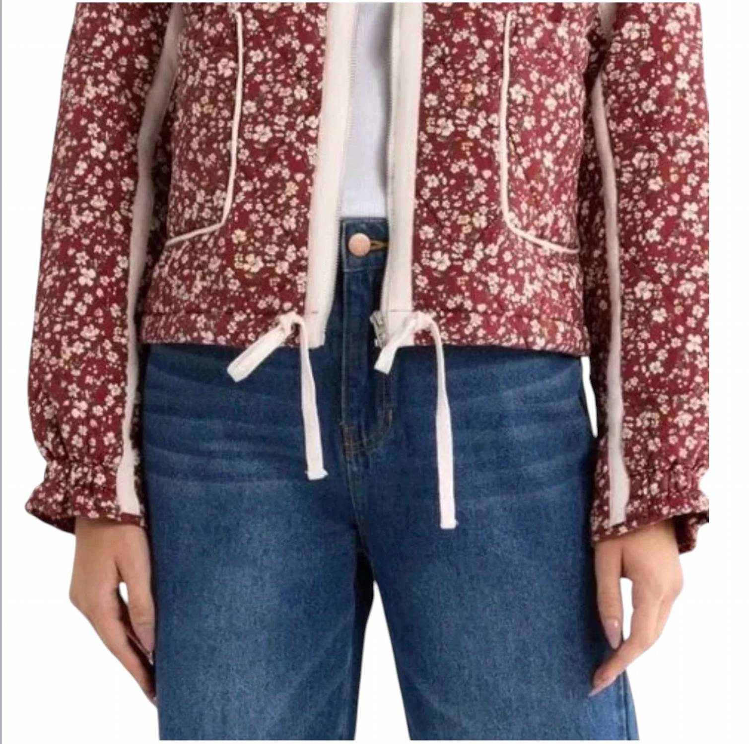 Blanknyc - Cropped Quilted Floral Jacket