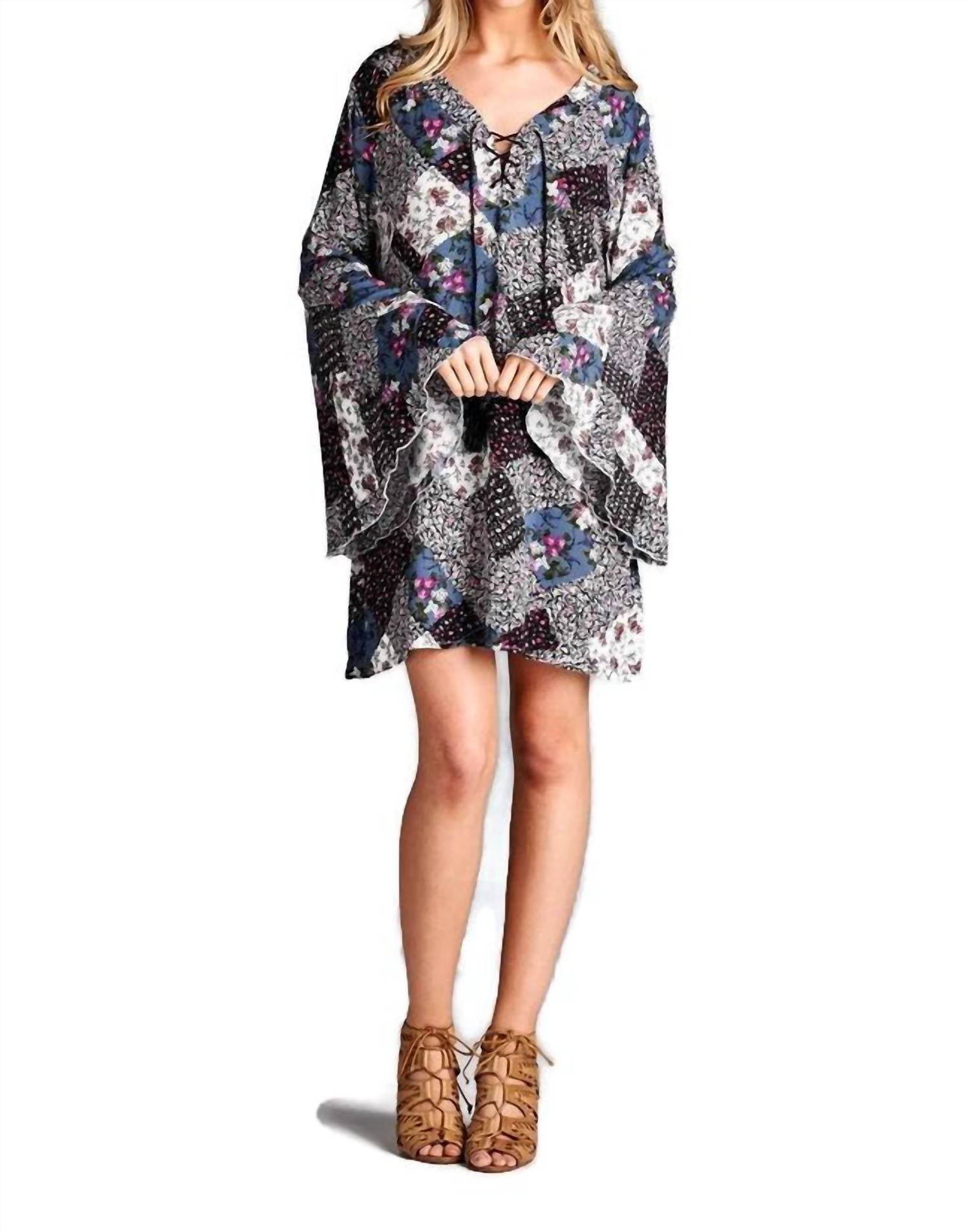 Velzera - Floral Patchwork Print Mini Dress