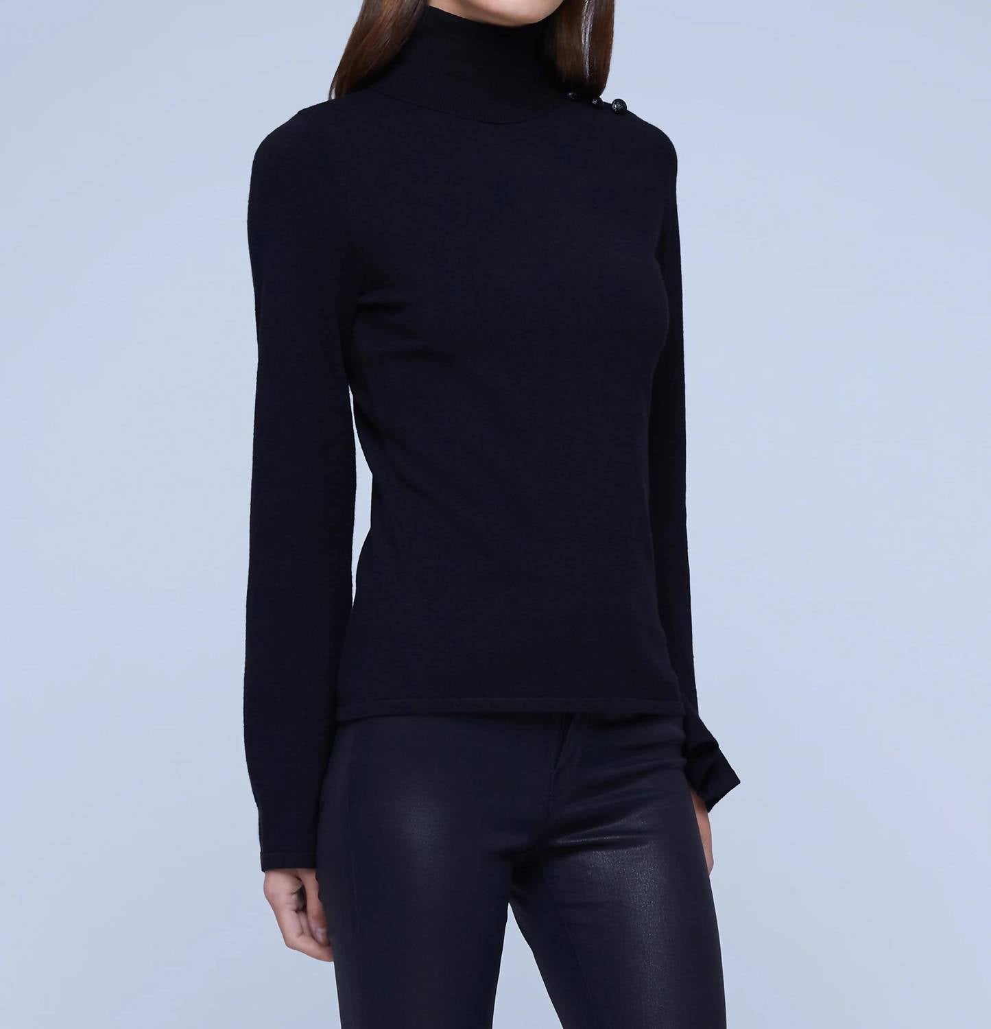 L'Agence KRIS SWEATER in black - women's sweater - detail view