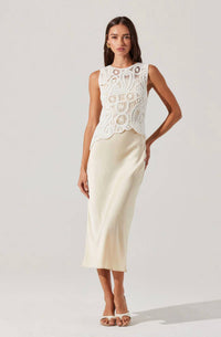 Astr - Martina Crochet-layered Satin Dress