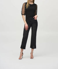 Joseph Ribkoff - Stasia Silky Knit Top With Embellished Mesh Sleeves