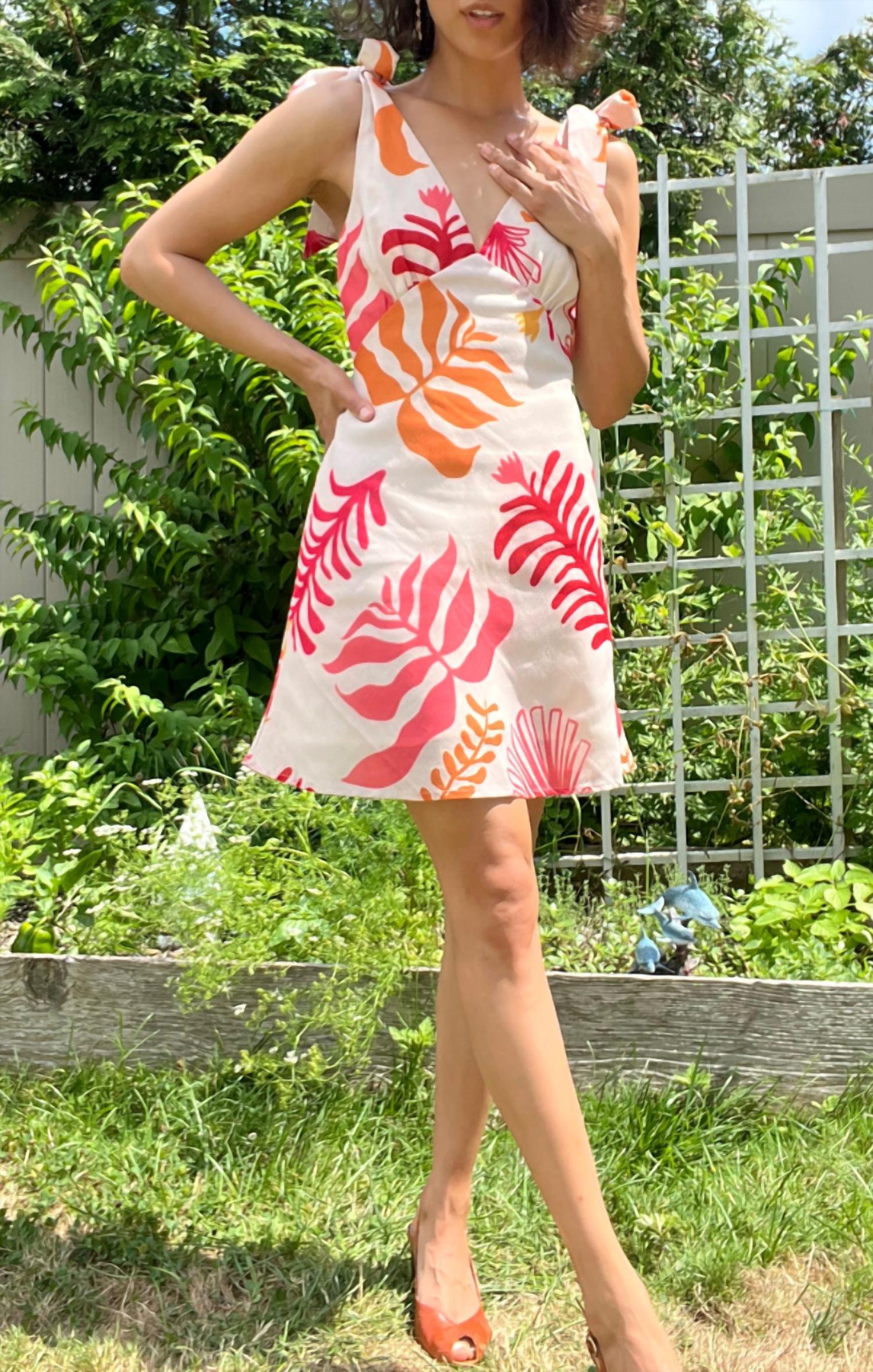 Mint - Coral Reef Tie Strap Mini Dress