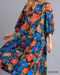 Umgee - Floral Babydoll Midi Dress