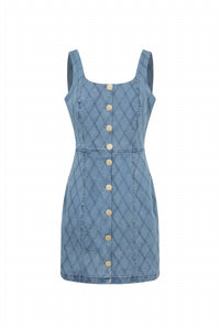 Rivir - Women's Sleeveless Denim Quilted Mini Dress