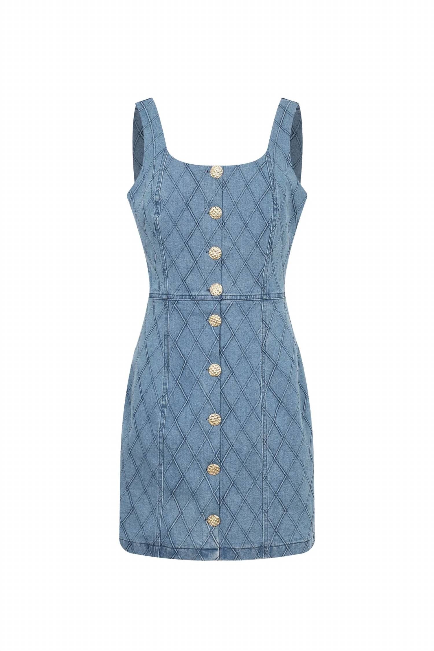 Rivir - Women's Sleeveless Denim Quilted Mini Dress