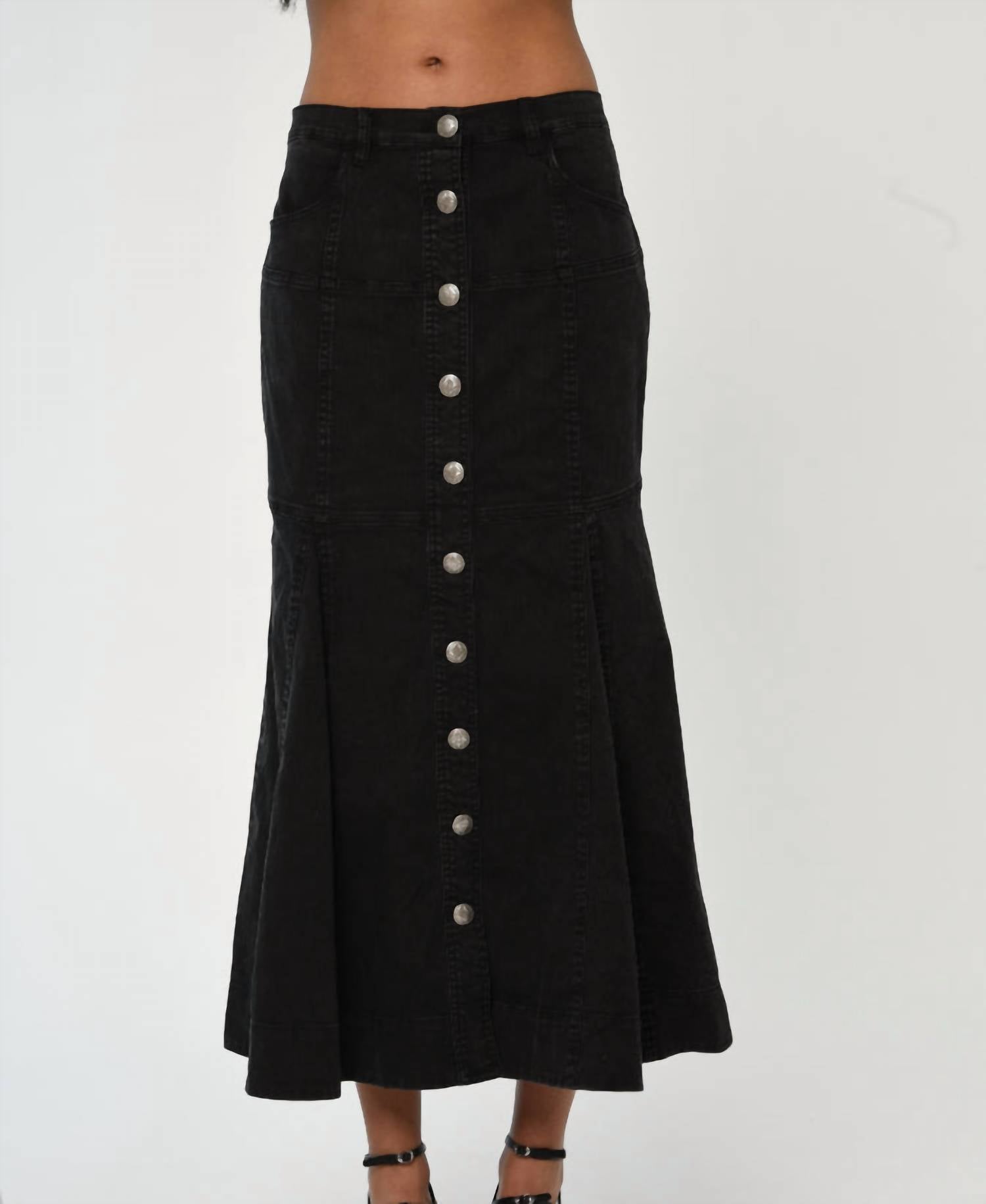 LOVE THE LABEL Women's Romeo Skirt in midnight denim - women's skirt