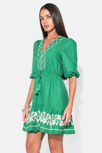 Adelyn Rae - TAYLOR EMBROIDERY RUFFLE HEM MINI DRESS