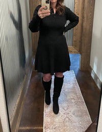 &Merci - Ribbed Sweater Flared Mini Dress
