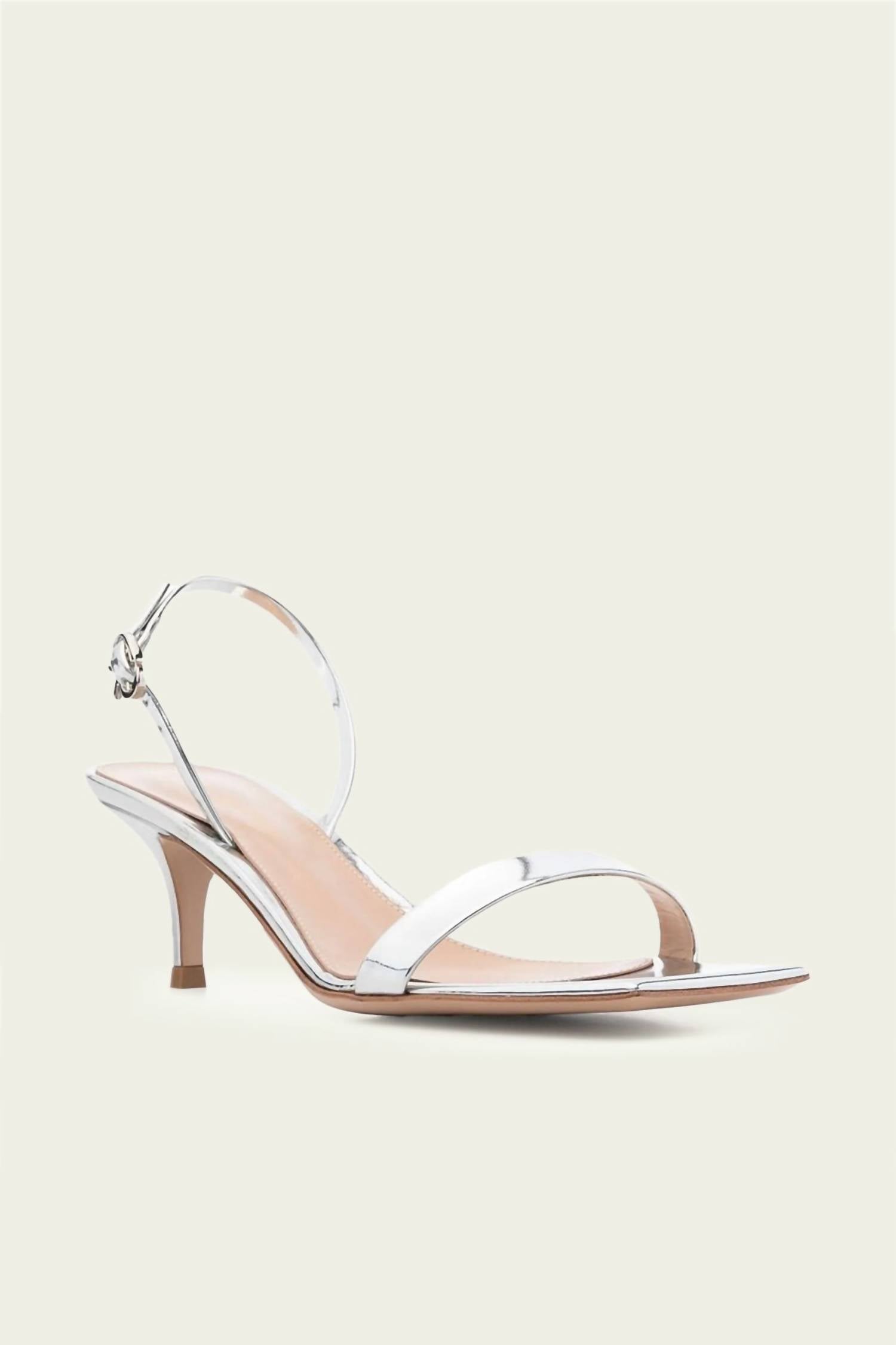 Gianvito Rossi - Women's Ribbon Metallic Kitten Slingback Sandal