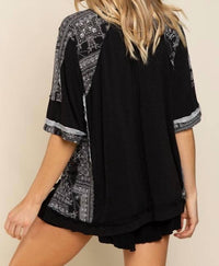 POL Not So Basic Knit Top in black - women's shirt - detail view