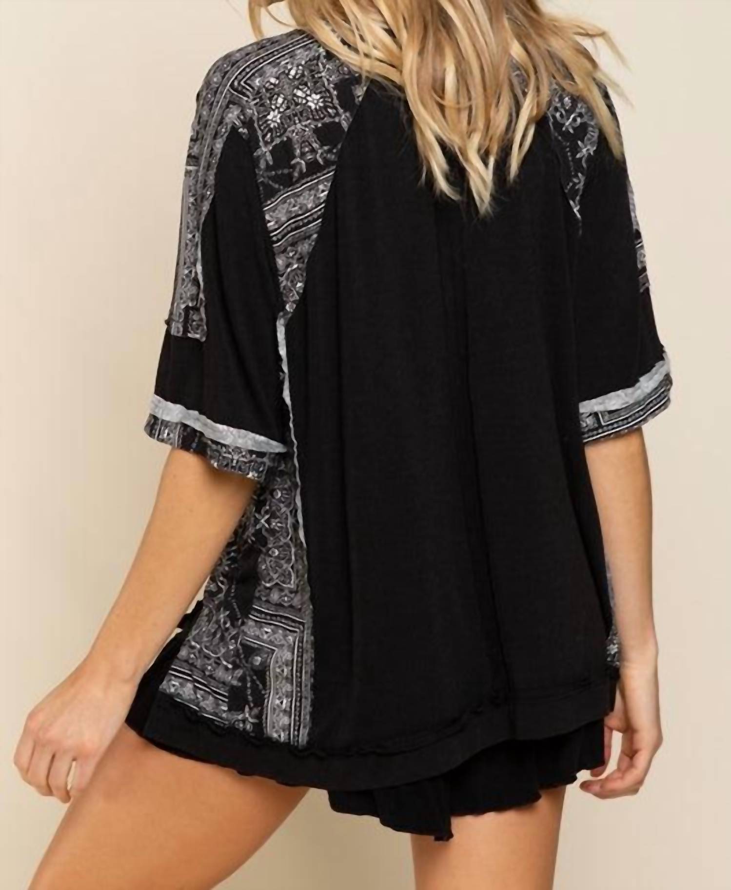 POL Not So Basic Knit Top in black - women's shirt - detail view