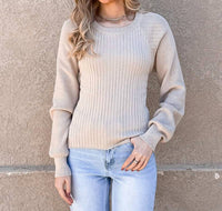 So Me - Long Sleeve Ribbed Open Back Sweater