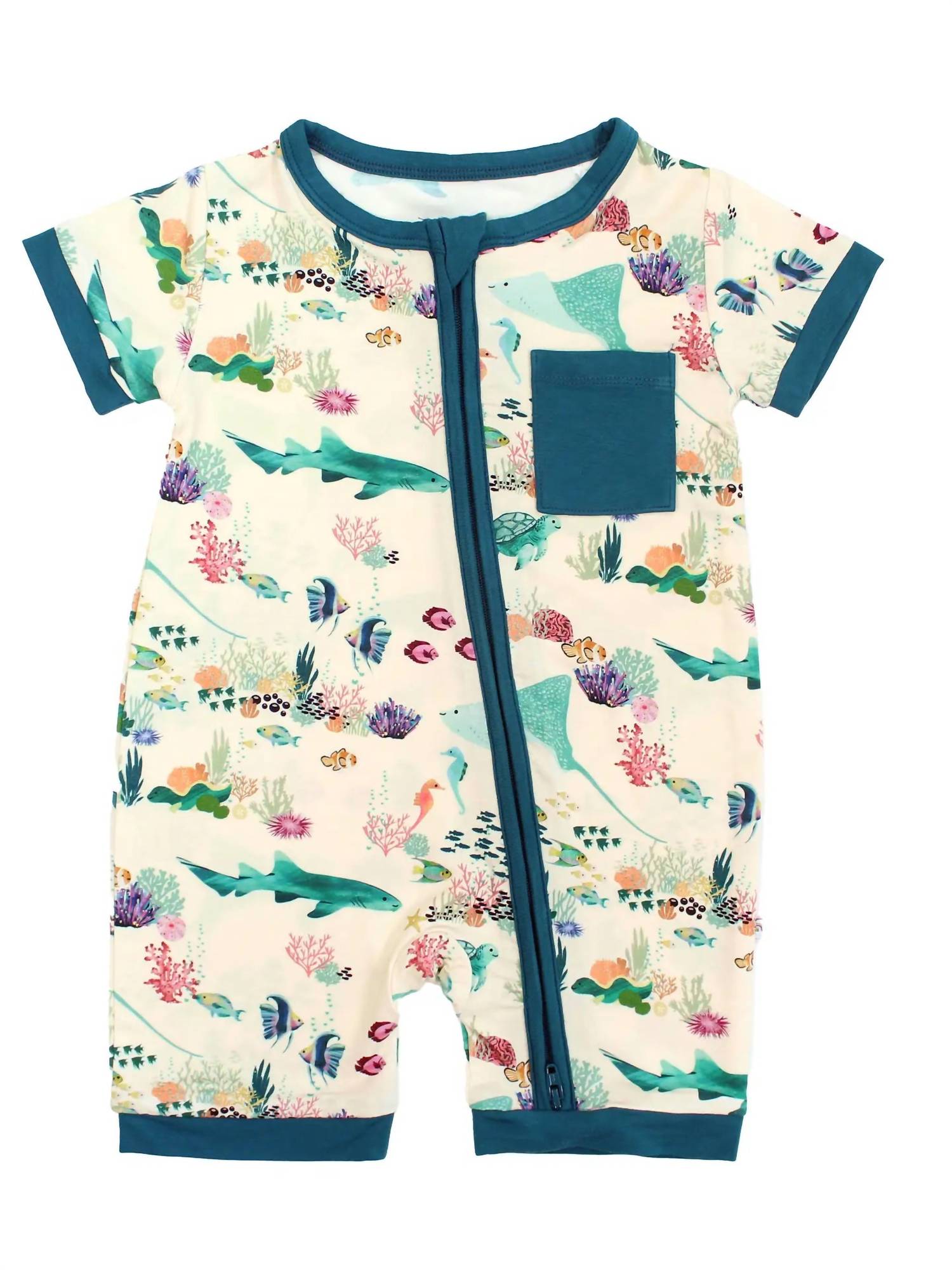 Emerson And Friends - Baby Coral Reef Bamboo Shortie Romper