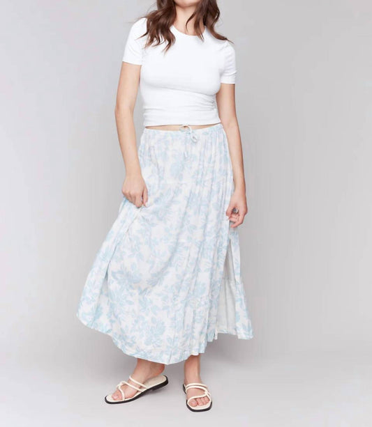 Charlie B - Bloom Print Linen Tier Maxi Skirt