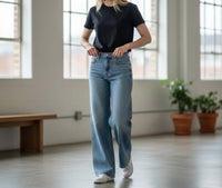 Askk Ny - Pistachio High Rise Slim Wide-leg Jeans