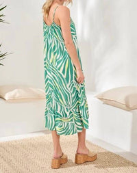 Tribal - Braided Straps Flounce-hem Midi Dress