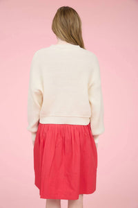 Blu Pepper - Heart Jacquard Crew Neck Knit Pullover Sweater