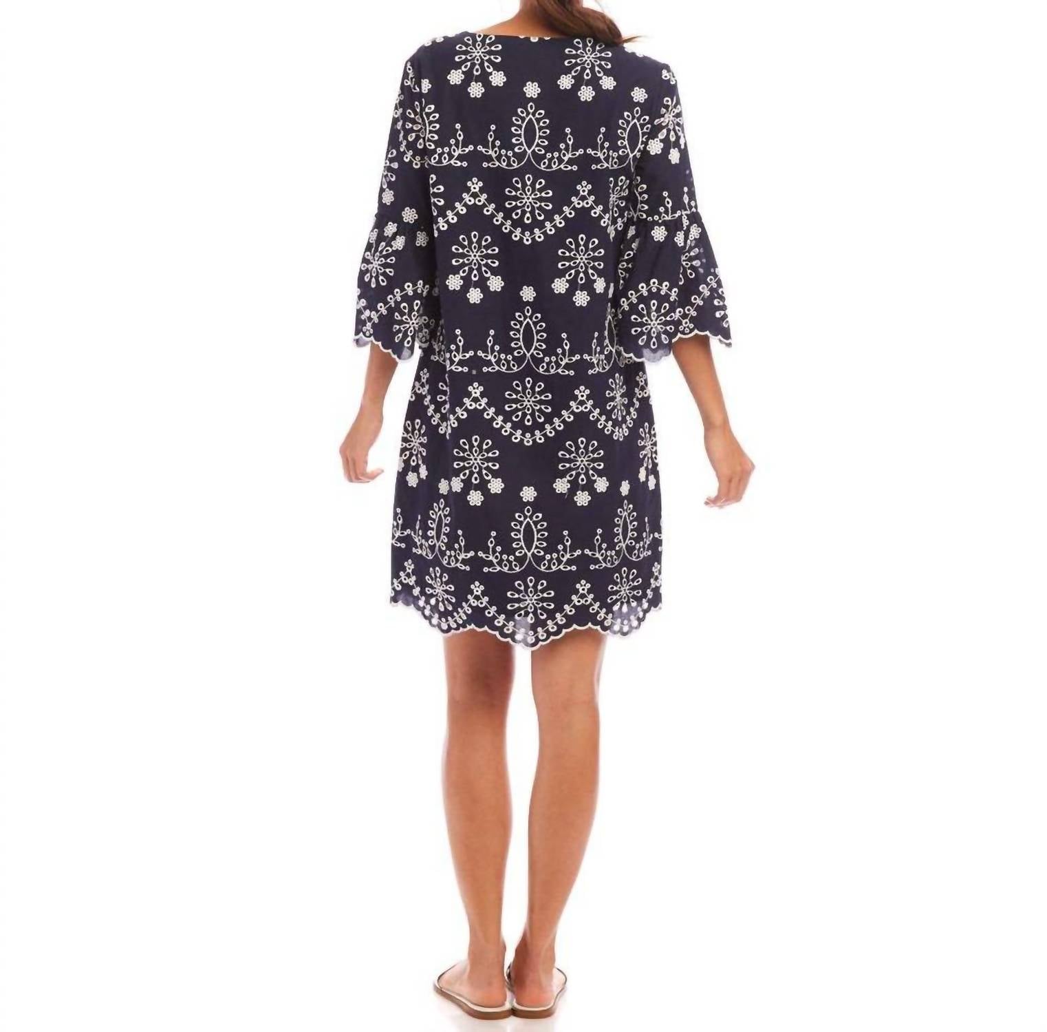 Karen Kane - Flare Sleeve Embroidered Mini Dress