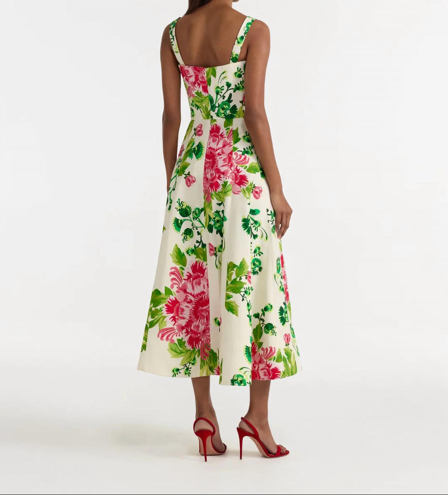 SALONI Sabrina Dress in saffier bouquet - women's dress - detail view