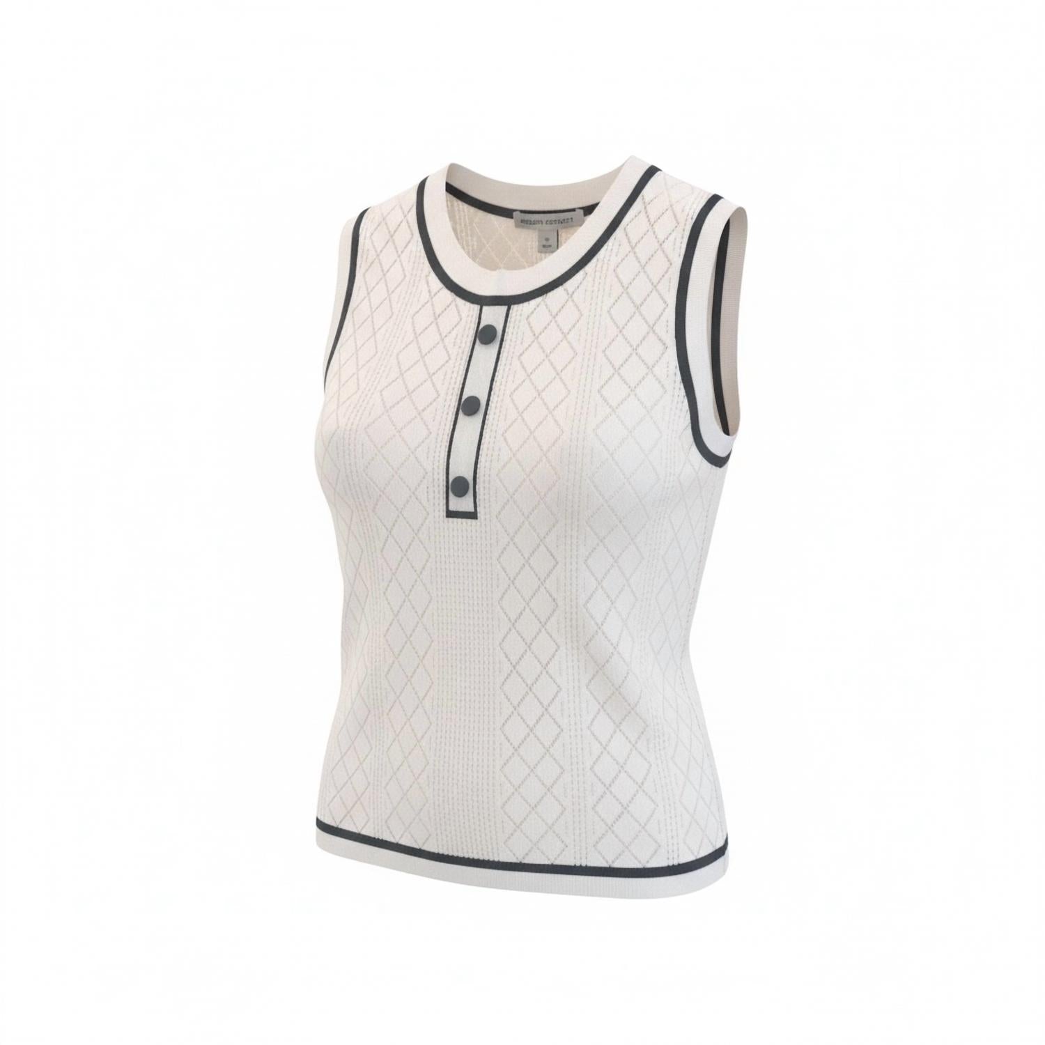 Autumn Cashmere - Cropped Boxy Two Tone Pointelle Shell Top