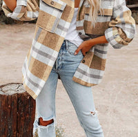 Lovesoft - Plaid Button Flannel Shirt Jacket