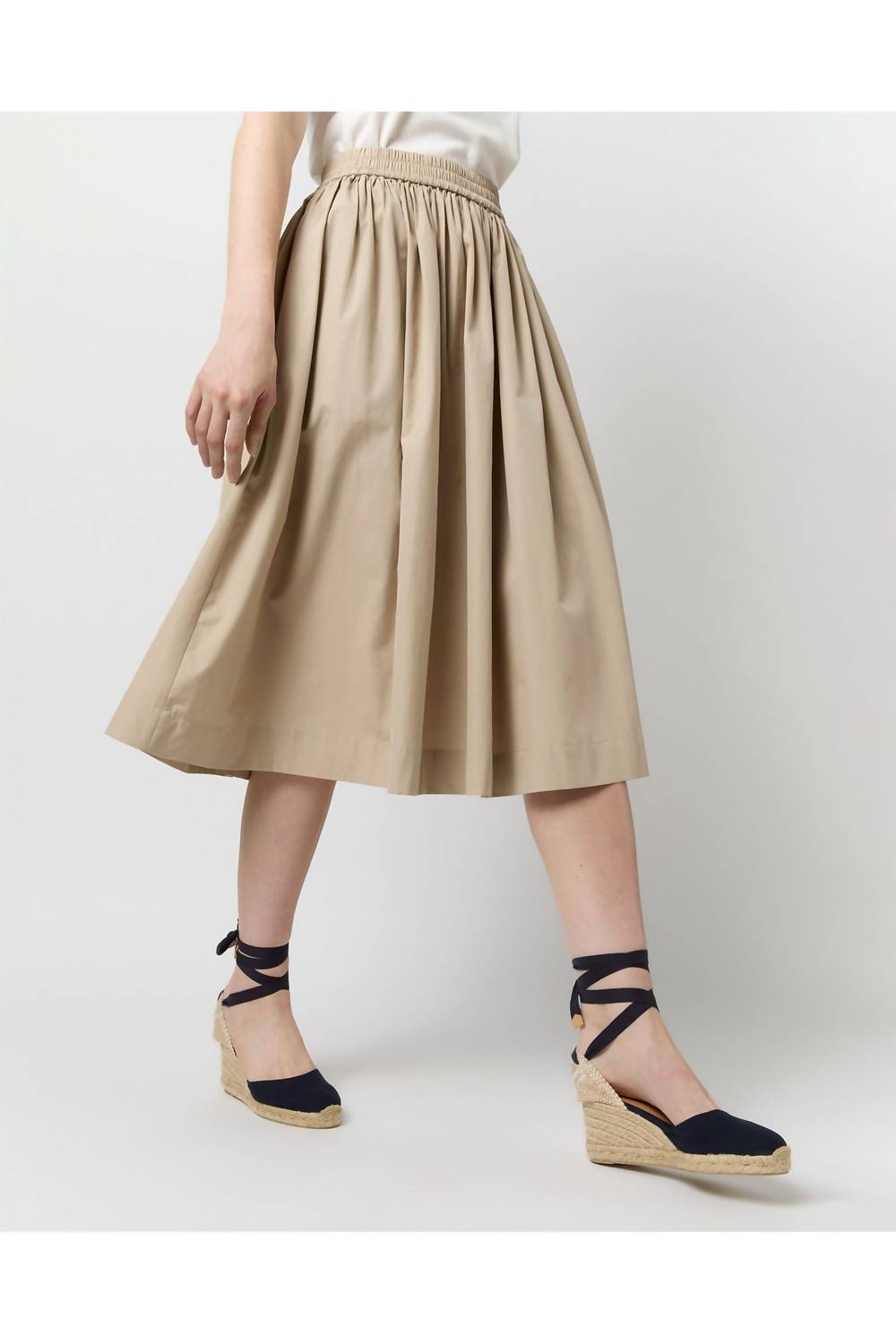 Ann Mashburn Miranda Midi Skirt in stone poplin 1 - women's skirt - view 6