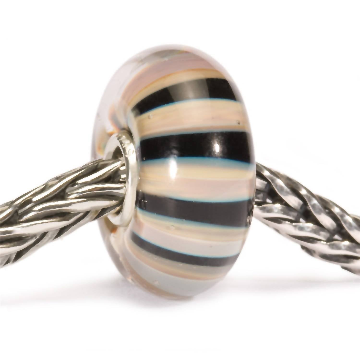 Trollbeads Women's Stripe Glass Bead Charm in beige multi - women's jewelry - detail view