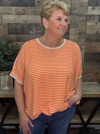 Easel - Stripe Short Sleeve Top