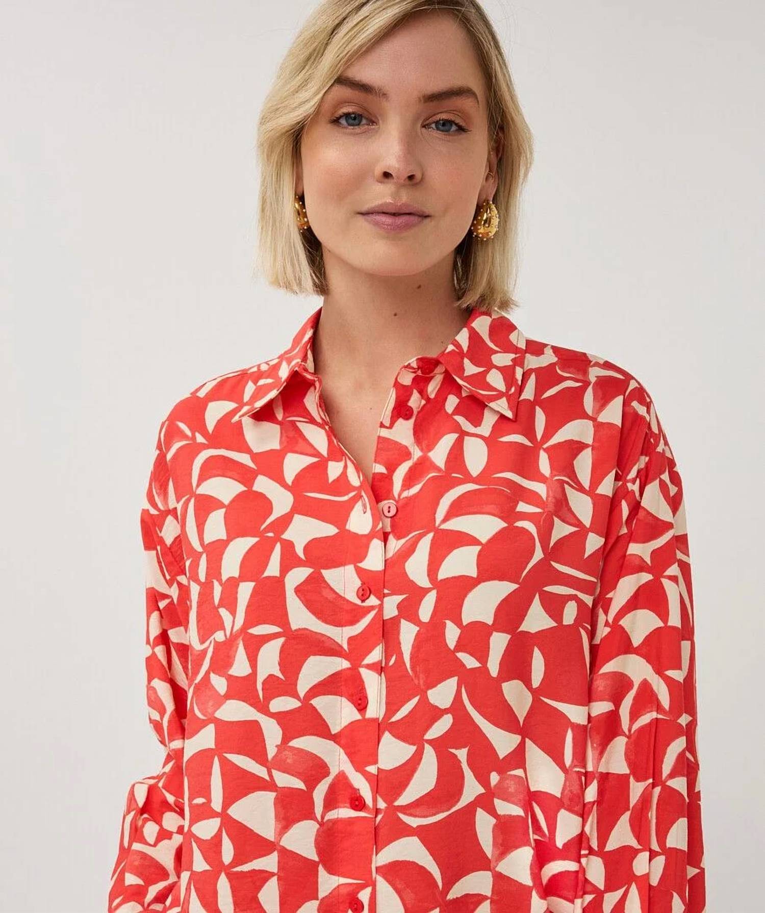 Esqualo - Long-sleeved Button-down Blouse