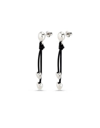 Unode50 - Leather Drop Earrings With Two Small Hearts