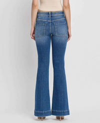 VERVET BY FLYING MONKEY Mid Rise Trouser Hem Flare Jean in gleefully - women's jeans - alternate view