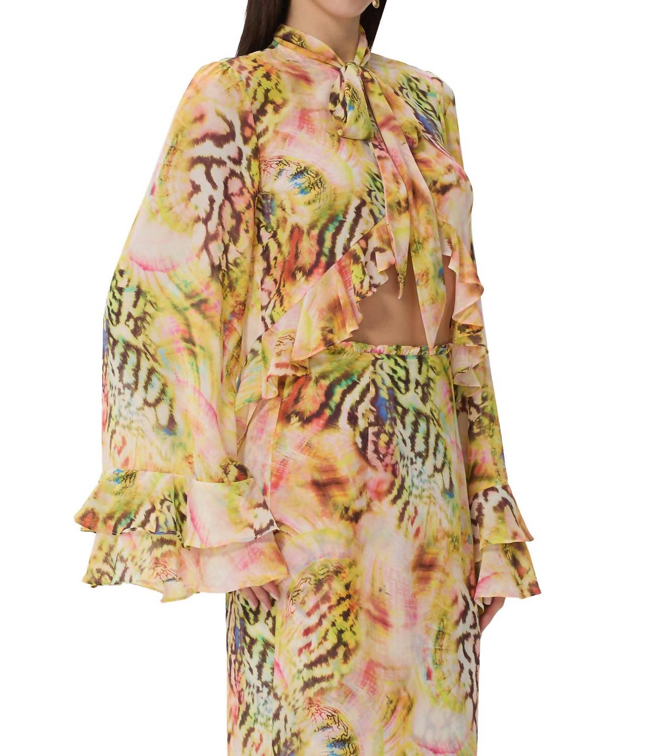 Afrm - Aldora Ruffle Long Sleeve Top