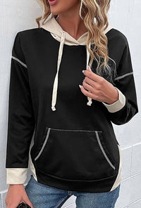 Legend Or Lies - Contrast Seam Color Block Hooded Sweatshirt