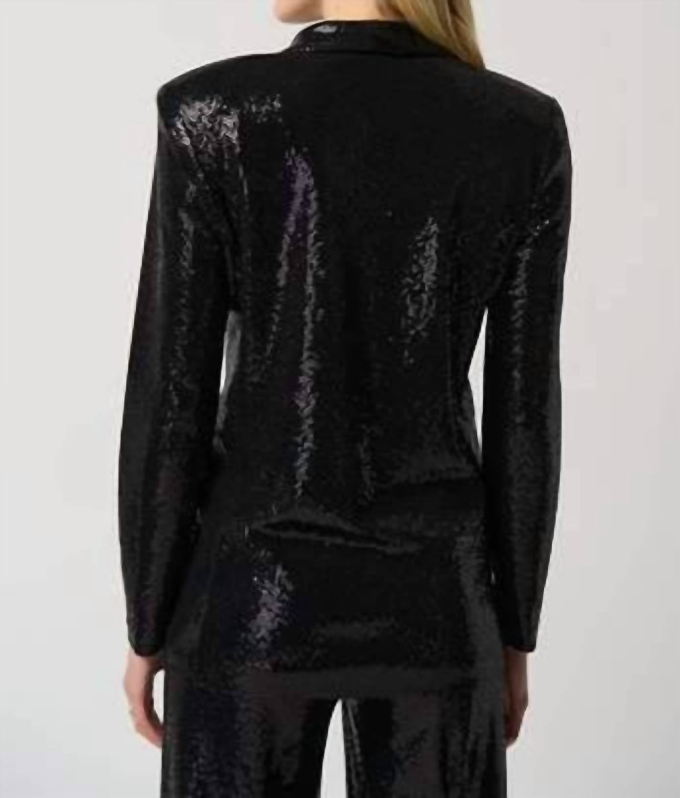 Joseph Ribkoff Women's Long Sleeve Blazer in black - women's jacket - detail view