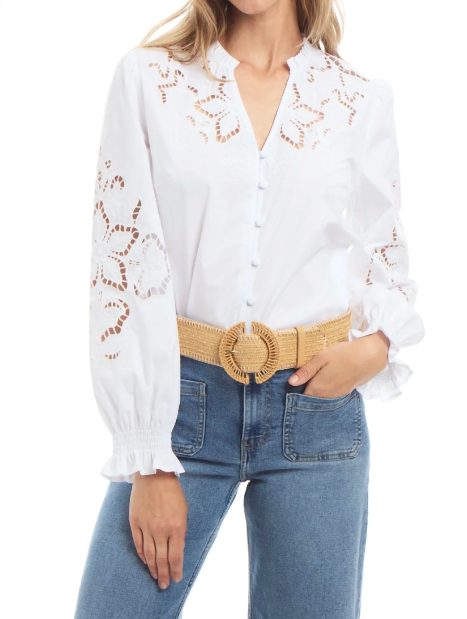 PATTY KIM Elisa blouse in white - women's long sleeve top